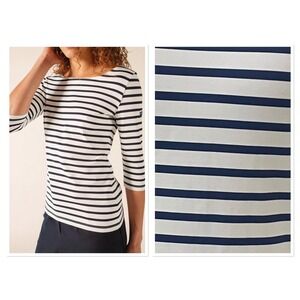 Saint James Blue White Striped Garde Cote Breton Top Anti UV Nautical Preppy 10